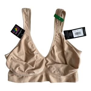Bali Comfort Flex Fit Bra DF3484 Nude Beige L Seamless Lounge Bra NWT $44 MSRP